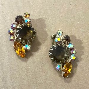 Vintage clip on earrings in neutral colors